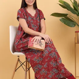 Sweet Dreams Printed Maxi Cotton Nightdress-image-33