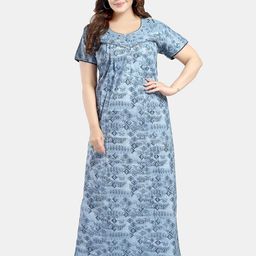 NIGHT QUEEN Floral Printed Maxi Nightdress-image-38