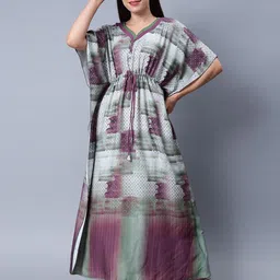 NIGHTSPREE Abstract Printed Maxi Kaftan Nightdress-image-42