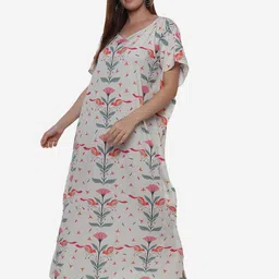 Beau Design Off White Printed Kaftan Nightdress-image-19