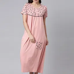 Kryptic Pink Printed Maxi Nightdress-image-9