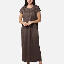 Be You Brown Printed Maxi Nightdress-image-73