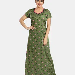 Be You Floral Printed Satin Maternity Maxi Sweat Nightdress-picture-52