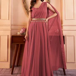 Inddus Sleeveless Maxi Ethnic Dress With Embellished Belt-image-30