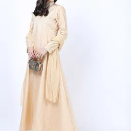 Vishudh Beige Ethnic Maxi Dress with Dupatta-image-32