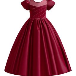 StyleCast Girls Maroon Puff Sleeve Fit & Flare Maxi Dress-image-64