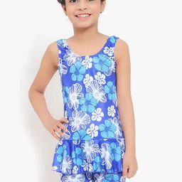 JMT Wear Girls Floral Printed Skinny-Fit Swimming Dress-image-2