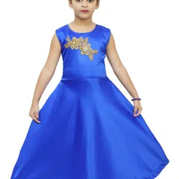 BAESD Girls Satin Maxi Dress With Patch Work-picture-53