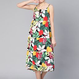 Oxolloxo Tropical Print Viscose Cover-Up Dress-picture-33