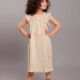 My Little Lambs Girls Pink Printed Maxi Nightdress-image-51