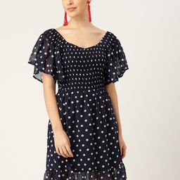 DODO & MOA Navy Blue Polka Dots Dress-image-54