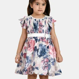 Peppermint Multicoloured Floral Crepe Dress-image-41