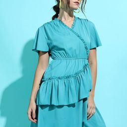 Tokyo Talkies Women Tranquil Teal Solid Dress-image-29