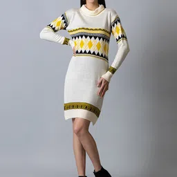Club York Jacquard Printed Acrylic Jumper Dress-image-37