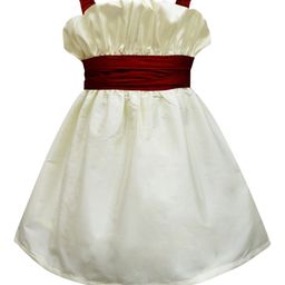 A.T.U.N. Girls Cream-Coloured & Maroon Strappy Dress-picture-58