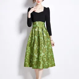 JC Collection Floral Printed Sweetheart Neck Gathered Fit & Flare Dress-image-86