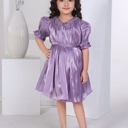 Peppermint Girls Peter Pan Collar Puff Sleeves Blouson Dress-30