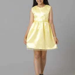 UNDER FOURTEEN ONLY Girls Round Neck Sleeveless Net Dress-image-47