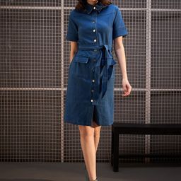 StyleStone Denim Shirt Dress-image-30