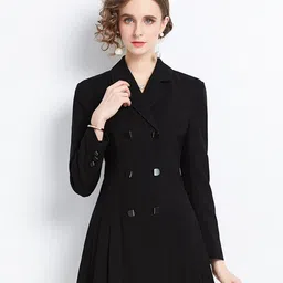 JC Collection Lapel Collar Pleated Mini Blazer Dress-image-61