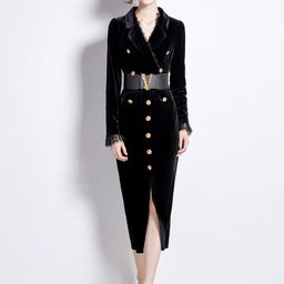 JC Collection Lapel Collar Long Sleeves Belted Sheath Midi Dress-image-29