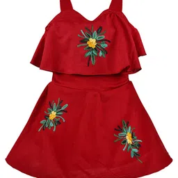 Wish Karo Red Floral Embroidered Dress-picture-58