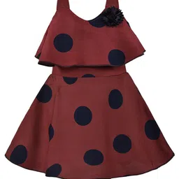 Wish Karo Girls Maroon & Black Polka Dots Frock Dress-picture-56