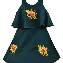 Wish Karo Girls Green Floral A-Line Mini Dress-image-37