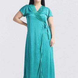 NIGHT KEYS Satin Nightdress Set With Lingerie Set-image-83