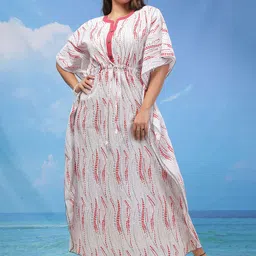 9shines Label Geometric Printed Tie Up Pure Cotton Maxi Kaftan Nightdress-image-76