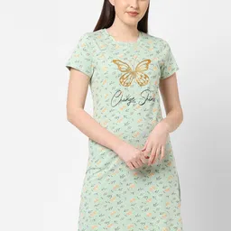 Sweet Dreams Green Printed Nightdress-image-92