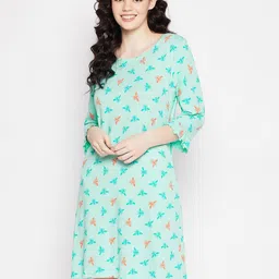 Clovia Graphic Printed Pure Cotton Nightdress-image-78
