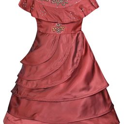 Wish Karo Brown Embellished Satin Dress-36