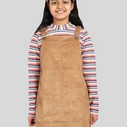 TWEENY MINI Girls Shoulder Straps Corduroy Cotton Pinafore Dress With T-Shirt-picture-22