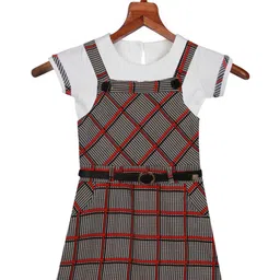 Tiny Girl Red & White Checked Pinafore Dress-image-46
