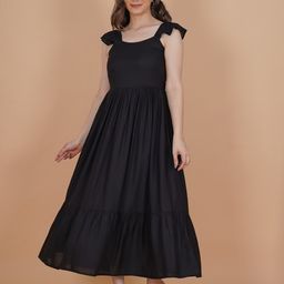 INDIANIC Ruffled Tiered Fit and Flare Midi Dress-image-92