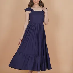 INDIANIC Ruffled Tiered A-Line Midi Dress-picture-9
