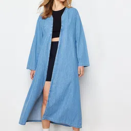 Trendyol Longline Pure Cotton Open Front Jacket-picture-11