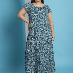 theRebelinme Women Plus Size Floral Printed A-Line Maxi Dress-image-72