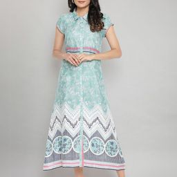 AURELIA Green Floral Printed A-Line Maxi Dress-image-37