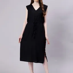 ENTELLUS V-Neck A-Line Midi Dress-picture-34