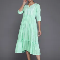 Libas Ethnic Motifs Embroidered Ruffled Fit & Flare Midi Dress-image-19