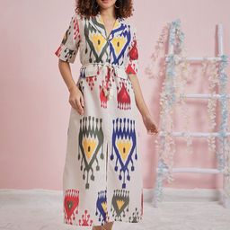 Athena Printed A-Line Midi Dress-image-8