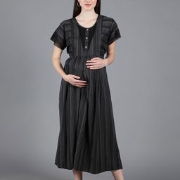 NIGHTSPREE Round Neck Maternity Maxi Dress-image-47