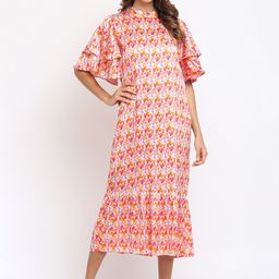 am ma Multicoloured Floral A-Line Midi Dress-image-64