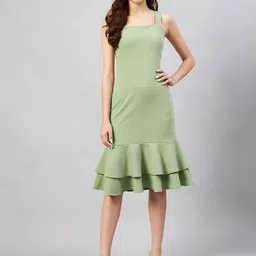 Marie Claire Women Olive Green A-Line Midi Dress-picture-27