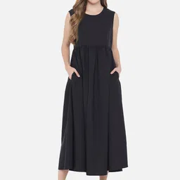 Indietoga Sleeveless Crepe Fit & Flare  Midi Dress Wit Shrug-image-40