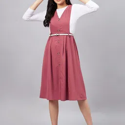 WineRed Fit & Flare Midi Dress-image-36