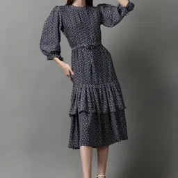 SHOWOFF Women Floral Crepe A-Line Midi Dress-picture-49