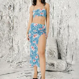 TANDUL Floral Print Shoulder Straps Top With Skirts-image-23